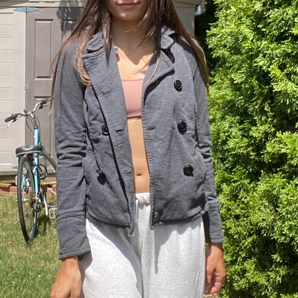 Aeropostale Grey button down Cotton Jacket size XS - Picture 1 of 4